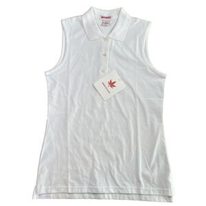 Boast Polo Shirt Women White Small Sleeveless Lightweight Collared Casual Tennis